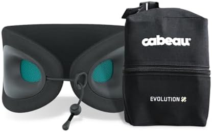 Cabeau Travel Pillow for Long Flights Evolution X - Memory Foam Neck Support - Comfort On-The-Go for Airplane, Train, and Car Turquoise with Evolution X Travel Bag - Black