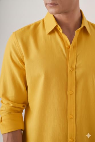 Image of CRYSTAL SKY Men Airy Linen Cotton Shirt Regular Fit Full Sleeves Solid Formal Shirt Stylish Daily Casual Office Wear