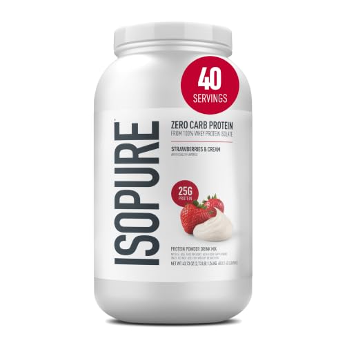 Image of Isopure Zero Carb Whey Isolate Protein Powder, Strawberries & Cream 3 LB