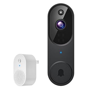 1080p Video Doorbell Camera, Wireless Indoor/Outdoor Surveillance Cam, Smart AI Human Detection, Live View, Included Chime Ringer, 2-Way Audio, Night Vision, Cloud Storage, 2.4G WiFi