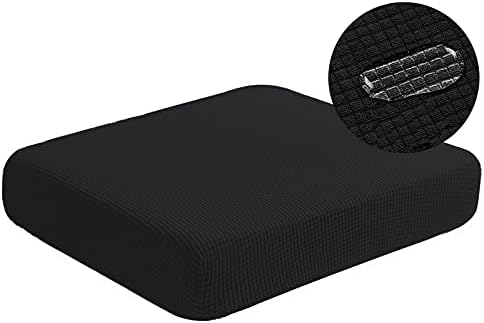 NC HOME Water-Repellent Sofa Cushion Covers Jacquard High Stretch Fabric Chair Cushion Furniture Protector for Living Room, Washable Sofa Seat Slipcover, 1 Seater (Small, Black)