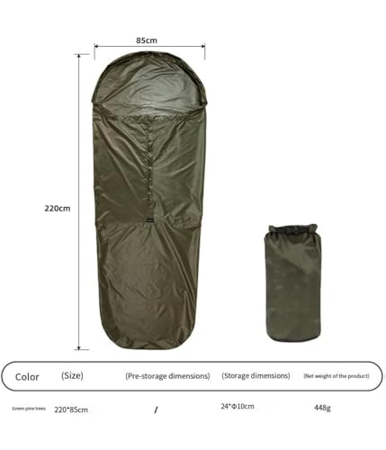 Saco de dormir transpirable para camping senderismo nailon 70D verde 2