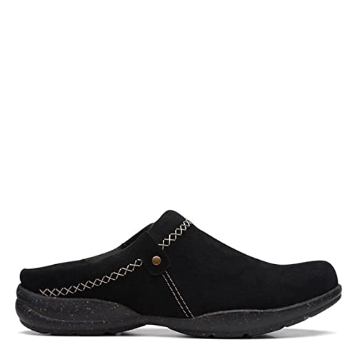Clarks Women's Roseville Echo Clog, Black Suede, 7 Medium US