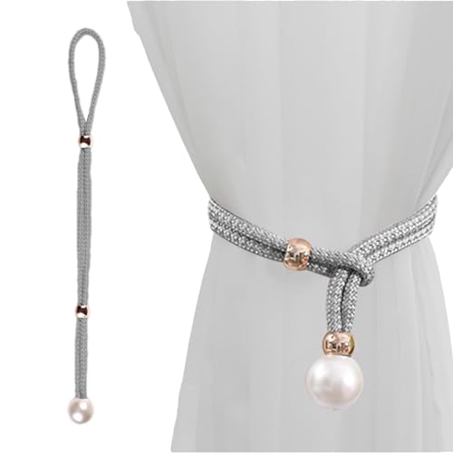 Alzapaños para cortinas, alzapaños sin perforaciones, ajuste flexible, clips para cortinas, lazos con perlas de imitación, elegancia para el hogar y el balcón