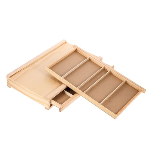HAPINARY Wooden Painting Storage Box Art Box Double Layer Sketching Pen Organizing Drawer