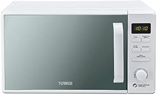 Tower T24037WHT Digital Microwave with Sleek Mirror Door, 800W, 20L, White