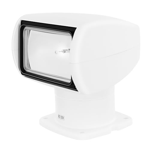 WoShewNu 100W Remote Spotlight for Boat, Truck, Car, 2500 Lumen Halogen Marine Searchlight, DC12V Auxiliary Boat Light, 2624.67ft Irradiation Distance, 72°up/Down + 360° Left/Right Rotation, White