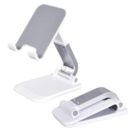 THQAE 1 Pcs Soporte Móvil Mesa Plegable, Soporte Teléfono, Base Móvil, Altura & Ángulo Ajustables, Soporte Universal para iPhone 17/16/15/14/13/12/11 Pro MAX, Samsung y Otro Smartphone（Blanco）