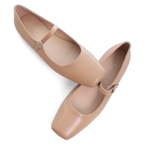 Image of TN TANGNEST Leather Flats for Women Retro Mary Jane Flats