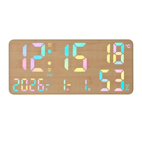 Horloge murale numérique design épuré à éclairage d'ambiance variable