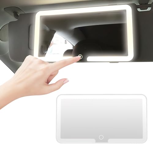 Espejo de maquillaje LED para coche, espejo universal con luz, 3 modos de luz, parasol para coche, espejo de maquillaje, decoración, espejo iluminado USB recargable