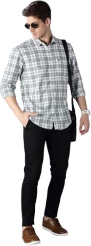 Image of U TURN Men's Cotton Casual Printed Stylish Shirt for Men Plus Size Shirt for Men (SDN-Grey-White-Check-XXL PT)