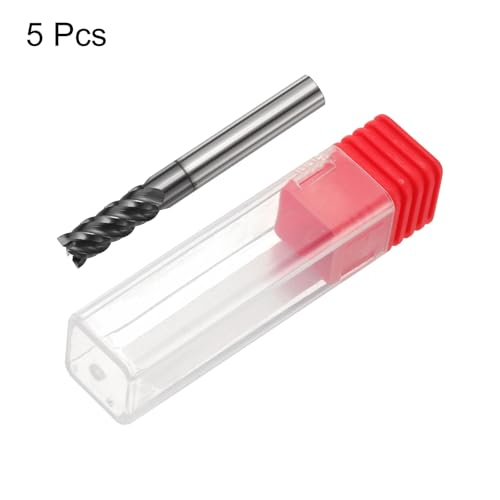 Image of HARFINGTON 5pcs Carbide Square Nose End Mill Bit 5 /16 inch Cut Dia 4 Flutes TiAlN Coated Milling Cutter for Hardened Steel Metal (5 /16 inch Shank 13 /16 inch Cut Length 2-1 /2 inch Long 45 Degree Helix)