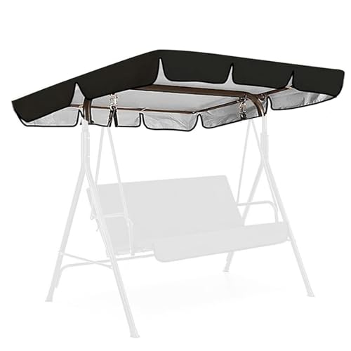 Tela Oxford Recubierta De Plata 600D Toldo Balancin De Jardin Resistente ai Viento Y ai Desgarro Dosel del Porche,Black-195 * 125 * 15cm