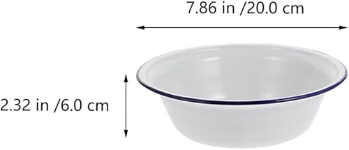 Miniatura 2 de Hemoton Cuencos esmaltados de 8 pulgadas con borde de metal para sopa y ensalada, estilo vintage, vajilla para cocina y exteriores