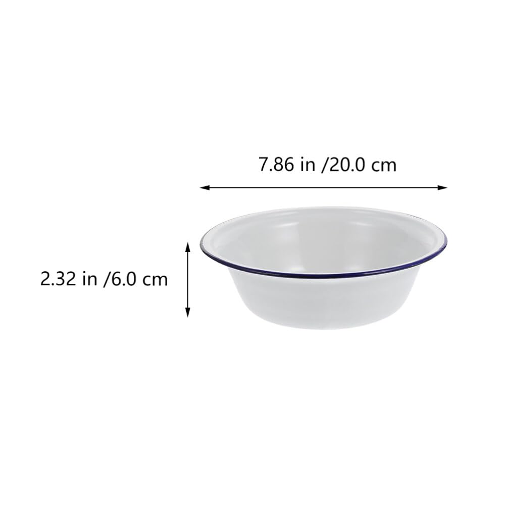 4Pcs Enamel Soup Bowl Vintage Enameled Basin Retro Enameled Bowl Enamel Mixing Bowl Enamelware Salad Serving Bowl Ramen Basin 20cm