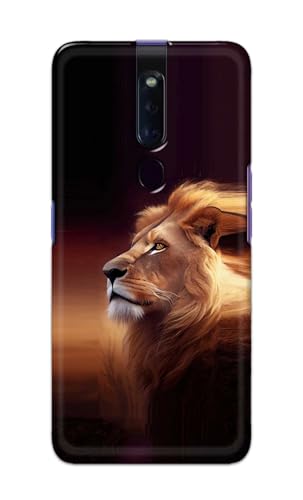 Image of PRINTFIDAA Printed Hard Back Cover Case for Oppo F11 Pro Back Cover (Danger Lion) -112
