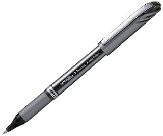 Pentel 0.7 mm Tip 0.35 mm Line Energel Rollerball Pen with Metal Point - Black (Pack of 12)