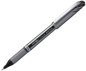 Pentel 0.7 mm Tip 0.35 mm Line Energel Rollerball Pen with Metal Point - Black (Pack of 12)
