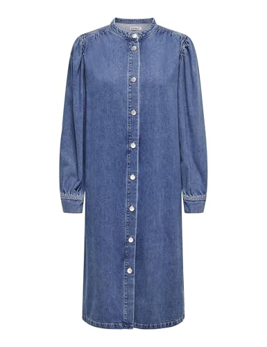 ONLY Damen Onlbeate L/S Midi Dress DNM, Medium Blue Denim, L