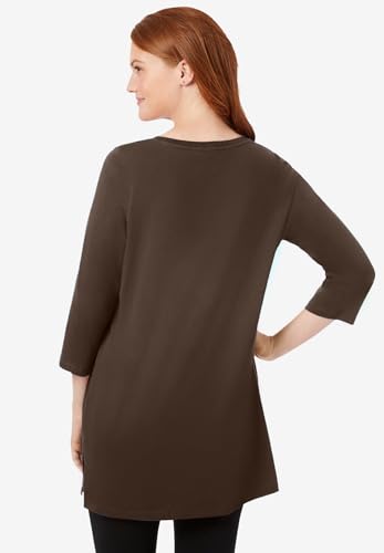 Woman Within Plus Size Perfect Three-Quarter-Sleeve Scoopneck Tunic2