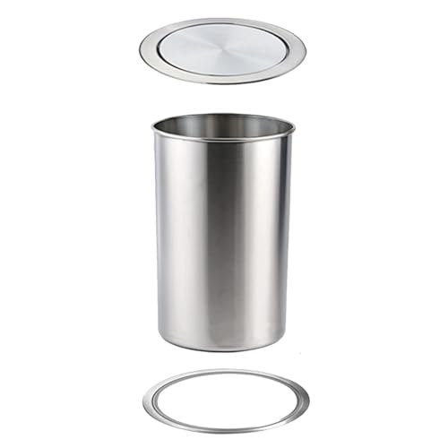 GUTUYEHKEA Bote De Basura Cocina Incorporado En La Encimera, Acero Inoxidable con Tapa Solapa Giratoria Equilibrio, Metal Redondo Pequeño for Gabinete,Small-Small(L)