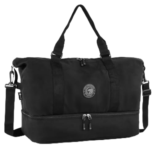 Travel Duffel Bag for Spirit Frontier Airlines Personal Item Bag 18x14x8 with Shoe Compartment Tote Carry on Luggage 32L Weekender Overnight for Women Men Black