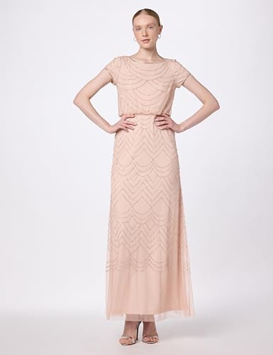 Image of Adrianna Papell Womens Short Sleeve Blouson Beaded Gown