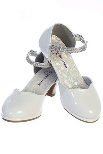 Girls White Dress Shoes for Girls Little Girls Heels Girls Dress Shoes Flower Girl Shoes for Wedding High Heels for Kids First Communion Girls Pageant Shoes for Girls Size 22
