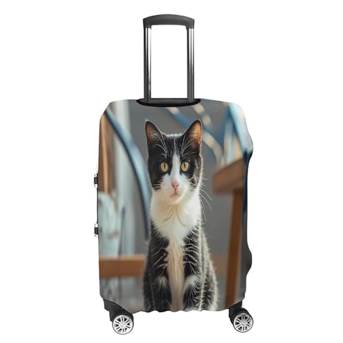 White And Black Kitten Sitting Travel Luggage Cover Washable Anti-scratch Suitcase Protector Dustproof Protective Cover Case for Wheeled Luggage Fits 19-32 Inch Luggage4