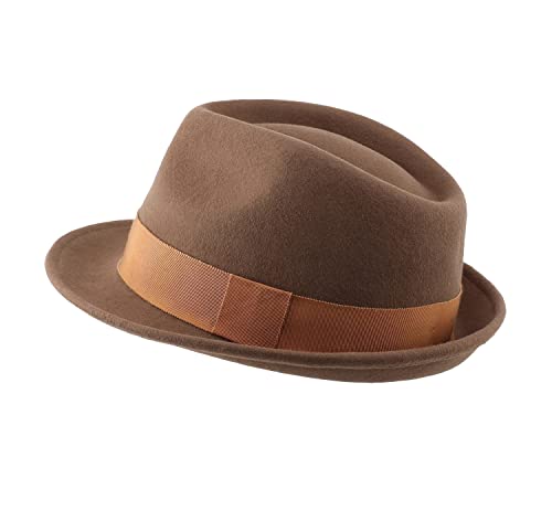 Home Prefer Men's Wool Felt Winter Hat Short Brim Fedora Hat
