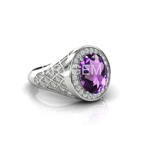 Bague améthyste pour homme et femme, bijou fait main argent