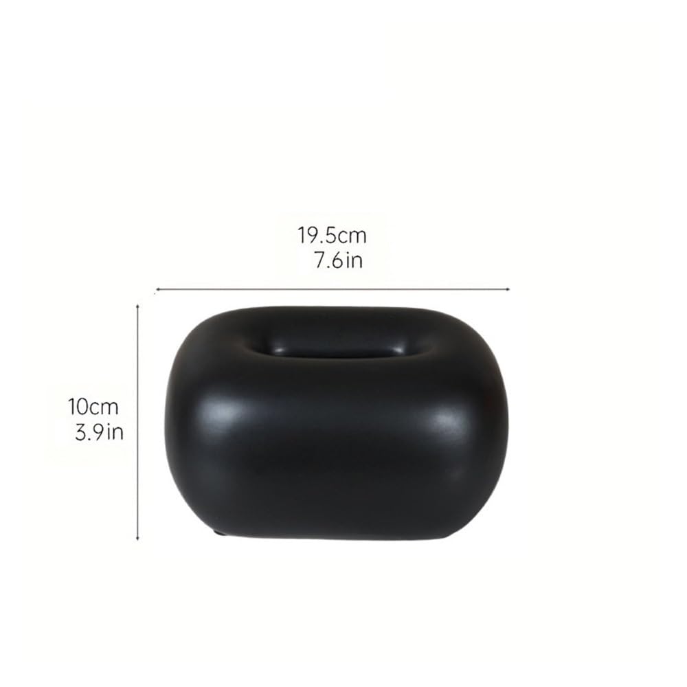 Uchwyt na pudełko na chusteczki Proste ceramiczne pudełko na chusteczki, ozdoba na biurko, serwetka do salonu i jadalni(Black)