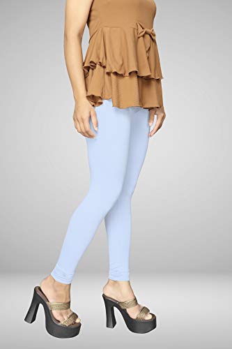 Image of Women's Cotton Skinny Leggings with Ankle Length Solid Pattern Mid Rise and Elastic Closure | Cotton Skinny Leggings for Womens