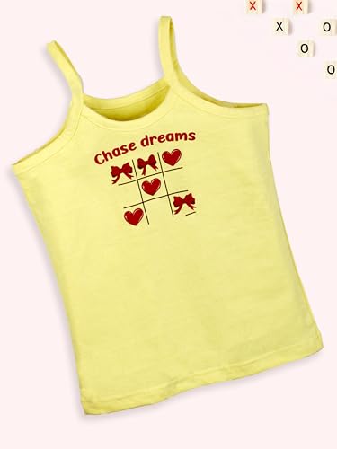Image of KiddoPanti Girls 100% Cotton Printed Camisoles Tank Top Slips Pack of 3