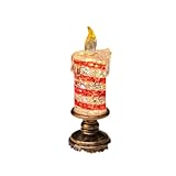 Bougie de Noël LED sans flamme avec minuteur – Bougie vacillante à piles – À rayures de sucre d'orge et aspect cire dégoulinante, blanc chaud, décoration de fenêtre/cheminée/table