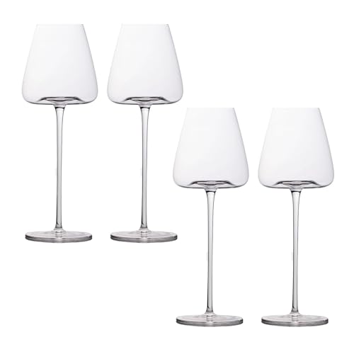 Intirilife 4x Verre à vin au design moderne - Capacité de 500 ml - Verre à vin rouge vin blanc, calice, lavable au lave-vaisselle, verre en cristal, résistant aux chocs