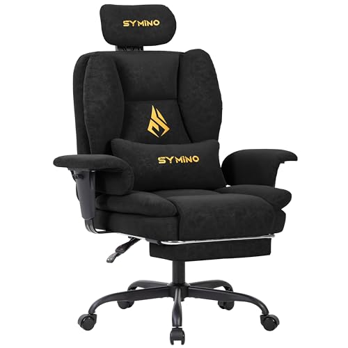 Symino Gaming Stuhl Chefsessel Bürostuhl Ergonomisch, Vintage-PU-Leder Schreibtischstuhl mit Fußstütze Höhenverstellbarer Office Chair Computerstuhl 130kg, Schwarz Symino Gaming Stuhl Chefsessel Bürostuhl Ergonomisch, Vintage-PU-Leder Schreibtischstuhl mit Fußstütze Höhenverstellbarer Office Chair Computerstuhl 130kg, Schwarz