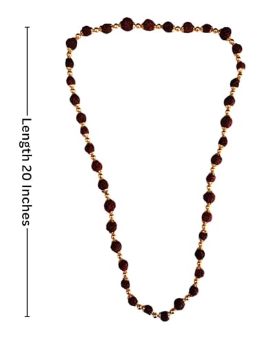 BookMyCostume Natural Brown Rudraksh Golden Plated Rudraksha Jewellery Set with Golden Beads – Rudraksha Mala for Ramleela, Festivals & Spiritual Events | Ideal for Kids & Adults - Image 2 thumbnail