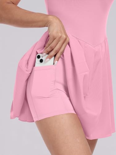 Image of ANRABESS Women's Tennis Athletic Pleated Summer Mini Dress 2026 Golf Workout Build in Shorts Casual Romper Short Sundress