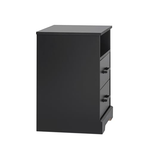 Prepac Rustic Ridge Farmhouse Nightstand Bedside Table, Black Nightstand for Bedroom, End Table with 2 Drawers and Open Shelf 16.25"D x 18.75"W x 24.5"H by Prepac - Image 7