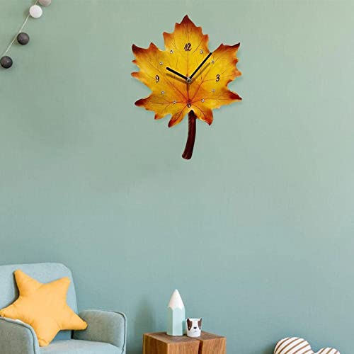 Jcjnsl Maple Leaf Wall Clock European Style Art Clock Battery Powered Silent Wall Clock For Bedroom Hotel Bar Bathroom Living Room Decor #TOP4
