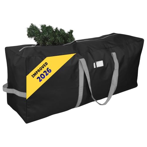 Primode Heavy Duty Christmas Tree Storage Bag, Fits Up to 9 Ft. Tall Disassembled Trees, 25' H X 20' W X 65' L, Durable 600D Oxford Material, Heavy Duty Xmas Storage Container (Black)