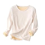 Women'S Long Sleeve Thermal Pullover Winter Warm Crewneck Shirts Fleece Lined Pajamas Tops Soft Fuzzy Loungewear