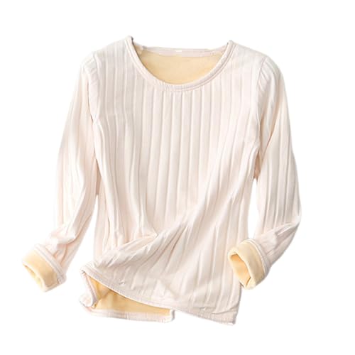 Women'S Long Sleeve Thermal Pullover Winter Warm Crewneck Shirts Fleece Lined Pajamas Tops Soft Fuzzy Loungewear