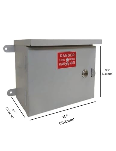 Image of EV Charger Box 15 inchx9.5 inchx8 inch - Weatherproof Lockable Metal Enclosure with MCB, Suitable for All Electric Two-Wheeler Brands, for Home & Commercial Use