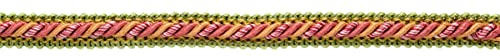 5/8" (1.5Cm) Decorative Gimp Braid Trim With Cord Header Design (Style# 0058Rsg), Garden Gold Multicolor #Ar02 (Brass Gold, Sage Green, Light Red) Sold By The Yard (36"/3 Ft/0.9M) #TOP16