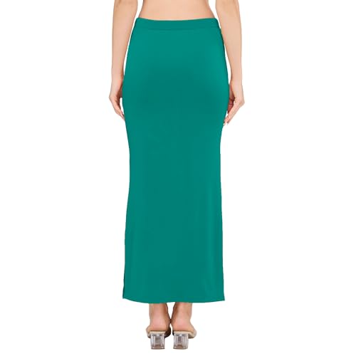 Image of DESI GIRL Satin Shimmer Stretchable Saree Shapewear Petticoat with Drawstring for Women | Mermaid fit Saree Petticoat with Side Slit for Easy Movement | Saree Shaper | Long inskirt