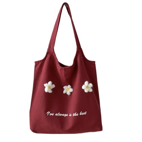 Floral Tote Bag Canvas Flower Bag Large Capacity Shopping Messenger Bag Shoulder Bag