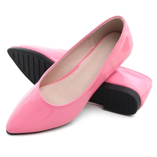 Hee grand Women's Classic Pointed Toe Flats Patent Leather Dress Shoes Comfort Low Heel Work Shoes Women Fashion Flats4